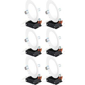 TORCHSTAR 6Pack 10.5W Ultra-thin 4" Dimmable LED Recessed Ceiling Downlight